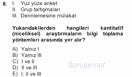 Marka ve Yönetimi 2013 - 2014 Tek Ders Sınavı 8.Soru