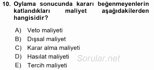 Kamu Ekonomisi 2 2017 - 2018 Ara Sınavı 10.Soru