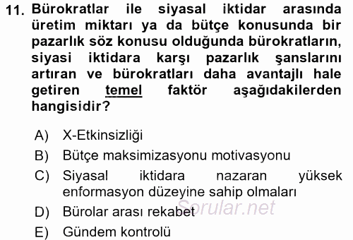 Kamu Ekonomisi 2 2017 - 2018 Ara Sınavı 11.Soru