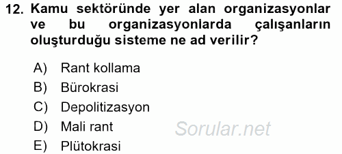 Kamu Ekonomisi 2 2017 - 2018 Ara Sınavı 12.Soru