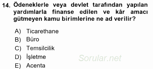 Kamu Ekonomisi 2 2017 - 2018 Ara Sınavı 14.Soru