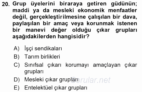 Kamu Ekonomisi 2 2017 - 2018 Ara Sınavı 20.Soru