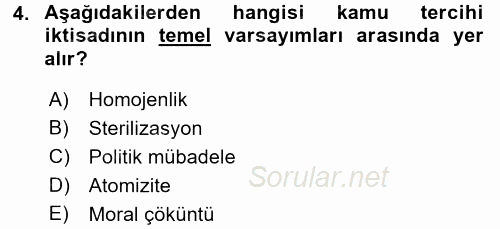 Kamu Ekonomisi 2 2017 - 2018 Ara Sınavı 4.Soru