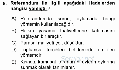 Kamu Ekonomisi 2 2017 - 2018 Ara Sınavı 8.Soru