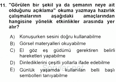 İlköğretime Hazırlık Ve İlköğretim Programları 2015 - 2016 Dönem Sonu Sınavı 11.Soru