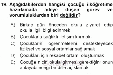 İlköğretime Hazırlık Ve İlköğretim Programları 2015 - 2016 Dönem Sonu Sınavı 19.Soru