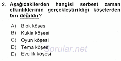 İlköğretime Hazırlık Ve İlköğretim Programları 2015 - 2016 Dönem Sonu Sınavı 2.Soru