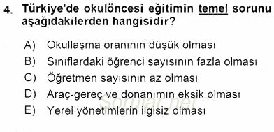 İlköğretime Hazırlık Ve İlköğretim Programları 2015 - 2016 Dönem Sonu Sınavı 4.Soru