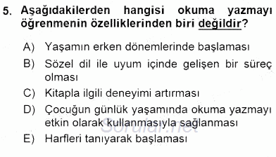 İlköğretime Hazırlık Ve İlköğretim Programları 2015 - 2016 Dönem Sonu Sınavı 5.Soru
