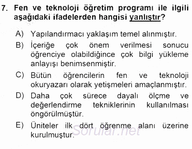 İlköğretime Hazırlık Ve İlköğretim Programları 2015 - 2016 Dönem Sonu Sınavı 7.Soru