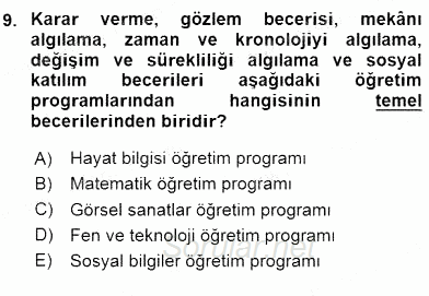 İlköğretime Hazırlık Ve İlköğretim Programları 2015 - 2016 Dönem Sonu Sınavı 9.Soru