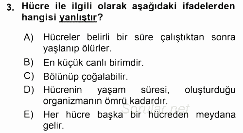 Temel Veteriner Histoloji ve Embriyoloji 2015 - 2016 Tek Ders Sınavı 3.Soru