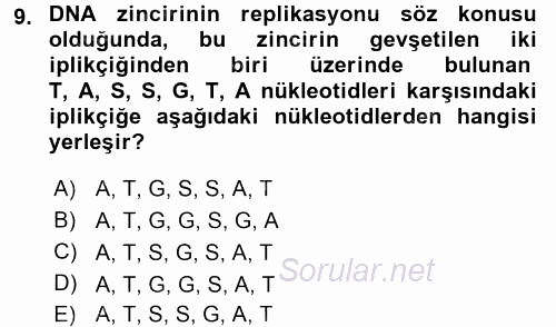 Temel Veteriner Histoloji ve Embriyoloji 2015 - 2016 Tek Ders Sınavı 9.Soru