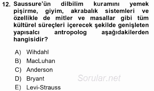 İletişim Kuramları 2016 - 2017 Dönem Sonu Sınavı 12.Soru