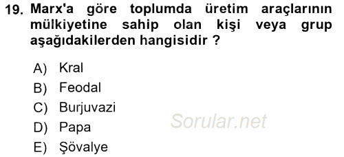 İletişim Kuramları 2016 - 2017 Dönem Sonu Sınavı 19.Soru