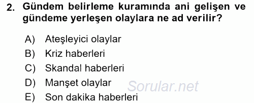 İletişim Kuramları 2016 - 2017 Dönem Sonu Sınavı 2.Soru