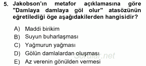 İletişim Kuramları 2016 - 2017 Dönem Sonu Sınavı 5.Soru