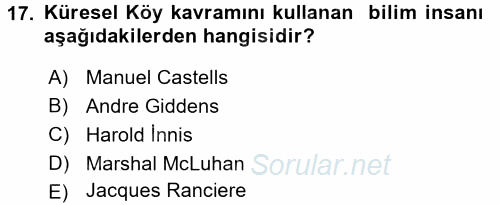 Film ve Video Kültürü 2017 - 2018 Dönem Sonu Sınavı 17.Soru