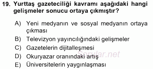 Film ve Video Kültürü 2017 - 2018 Dönem Sonu Sınavı 19.Soru