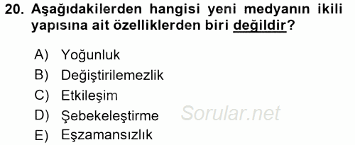 Film ve Video Kültürü 2017 - 2018 Dönem Sonu Sınavı 20.Soru