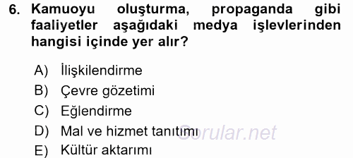 Film ve Video Kültürü 2017 - 2018 Dönem Sonu Sınavı 6.Soru