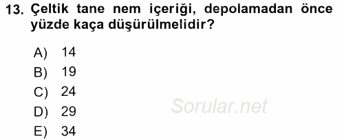 Tarla Bitkileri 1 2017 - 2018 Dönem Sonu Sınavı 13.Soru