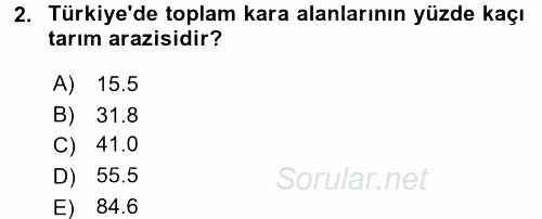 Tarla Bitkileri 1 2017 - 2018 Dönem Sonu Sınavı 2.Soru