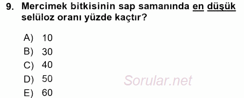 Tarla Bitkileri 1 2017 - 2018 Dönem Sonu Sınavı 9.Soru