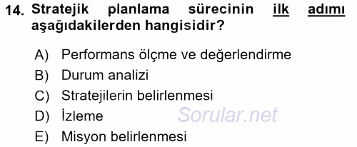 Kamu Mali Yönetimi 2017 - 2018 Ara Sınavı 14.Soru
