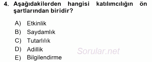 Kamu Mali Yönetimi 2017 - 2018 Ara Sınavı 4.Soru