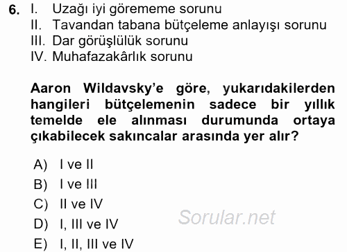 Kamu Mali Yönetimi 2017 - 2018 Ara Sınavı 6.Soru