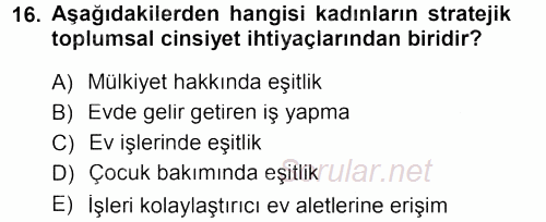 Toplumsal Değişme Kuramları 2012 - 2013 Dönem Sonu Sınavı 16.Soru