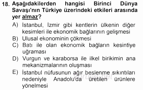 Toplumsal Değişme Kuramları 2012 - 2013 Dönem Sonu Sınavı 18.Soru