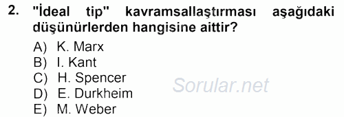 Toplumsal Değişme Kuramları 2012 - 2013 Dönem Sonu Sınavı 2.Soru