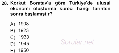 Toplumsal Değişme Kuramları 2012 - 2013 Dönem Sonu Sınavı 20.Soru