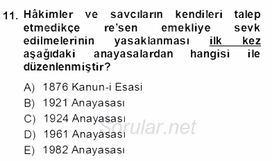 Anayasa 2 2013 - 2014 Dönem Sonu Sınavı 11.Soru