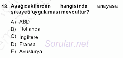 Anayasa 2 2013 - 2014 Dönem Sonu Sınavı 18.Soru