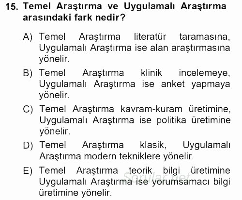 Türkiye´de Sosyoloji 2012 - 2013 Ara Sınavı 15.Soru