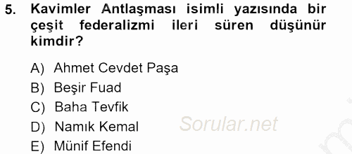 Türkiye´de Sosyoloji 2012 - 2013 Ara Sınavı 5.Soru