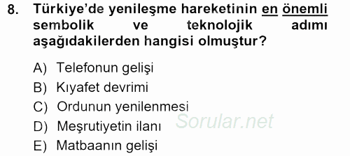 Türkiye´de Sosyoloji 2012 - 2013 Ara Sınavı 8.Soru