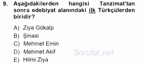 Türkiye´de Sosyoloji 2012 - 2013 Ara Sınavı 9.Soru