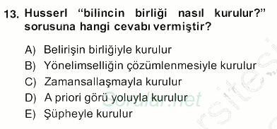Çağdaş Felsefe 2 2013 - 2014 Ara Sınavı 13.Soru