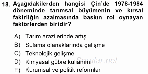 Tarım Ekonomisi ve Tarımsal Politikalar 2017 - 2018 3 Ders Sınavı 18.Soru