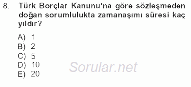 İş Sağlığı ve Güvenliği 2012 - 2013 Tek Ders Sınavı 8.Soru
