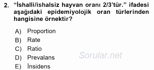 Veteriner Mikrobiyoloji ve Epidemiyoloji 2017 - 2018 Ara Sınavı 2.Soru