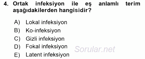 Veteriner Mikrobiyoloji ve Epidemiyoloji 2017 - 2018 Ara Sınavı 4.Soru