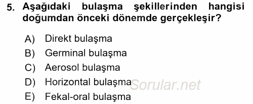Veteriner Mikrobiyoloji ve Epidemiyoloji 2017 - 2018 Ara Sınavı 5.Soru