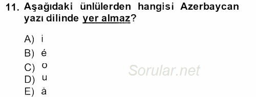 Çağdaş Türk Yazı Dilleri 1 2013 - 2014 Ara Sınavı 11.Soru