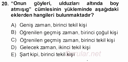 Çağdaş Türk Yazı Dilleri 1 2013 - 2014 Ara Sınavı 20.Soru