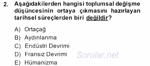 Yeni Toplumsal Hareketler 2013 - 2014 Ara Sınavı 2.Soru